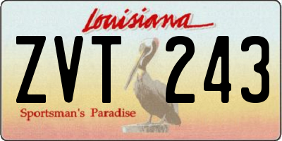 LA license plate ZVT243