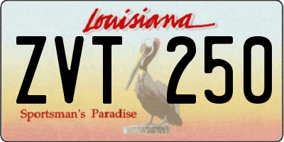 LA license plate ZVT250