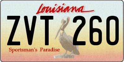 LA license plate ZVT260