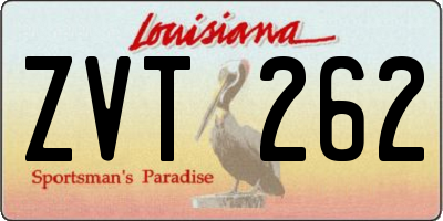 LA license plate ZVT262