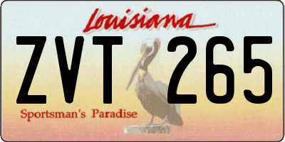 LA license plate ZVT265