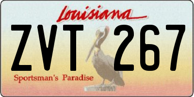 LA license plate ZVT267