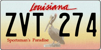 LA license plate ZVT274