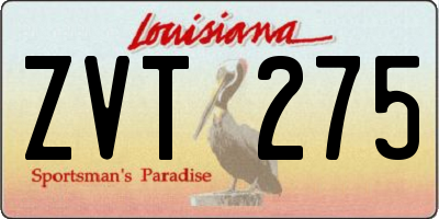 LA license plate ZVT275