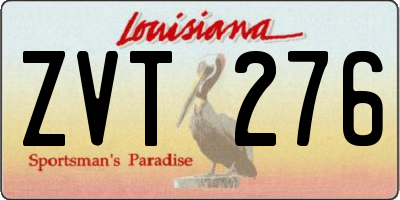 LA license plate ZVT276