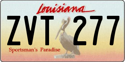 LA license plate ZVT277