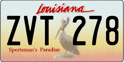 LA license plate ZVT278