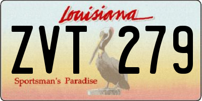 LA license plate ZVT279