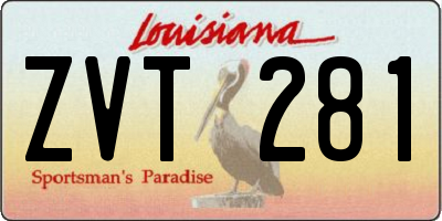 LA license plate ZVT281