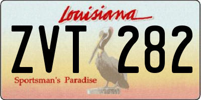LA license plate ZVT282