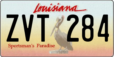 LA license plate ZVT284