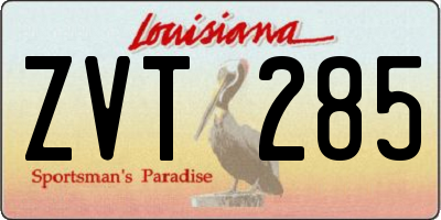 LA license plate ZVT285