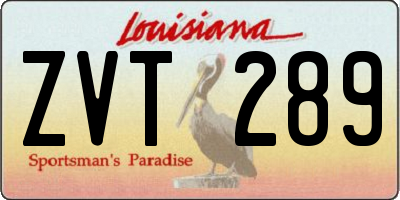 LA license plate ZVT289
