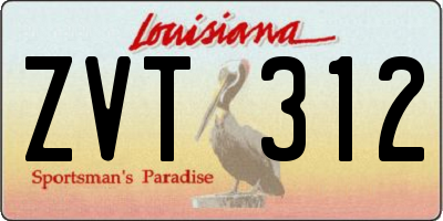 LA license plate ZVT312