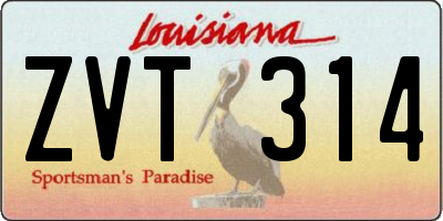 LA license plate ZVT314