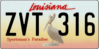 LA license plate ZVT316