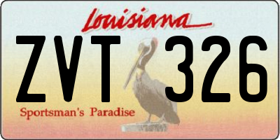 LA license plate ZVT326