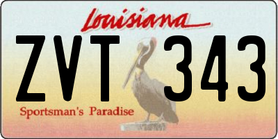 LA license plate ZVT343