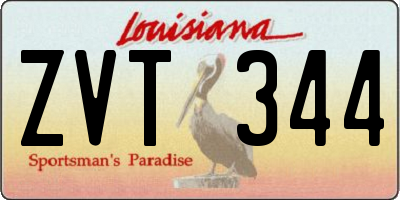 LA license plate ZVT344