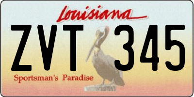 LA license plate ZVT345