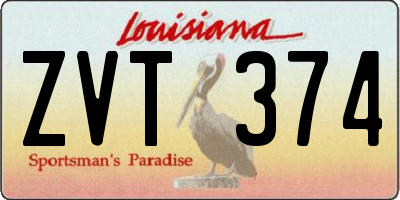 LA license plate ZVT374