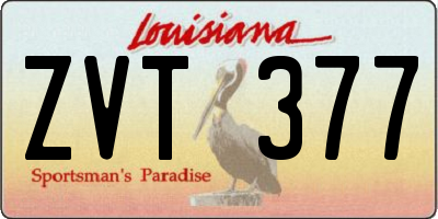 LA license plate ZVT377