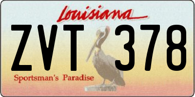 LA license plate ZVT378