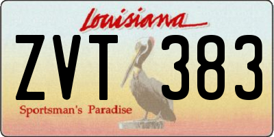 LA license plate ZVT383