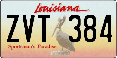 LA license plate ZVT384