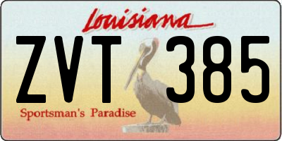 LA license plate ZVT385