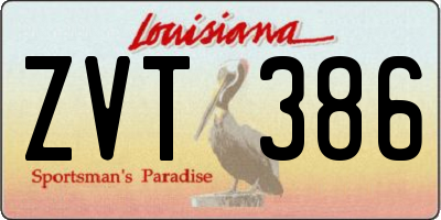 LA license plate ZVT386
