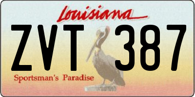 LA license plate ZVT387