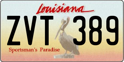 LA license plate ZVT389