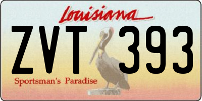 LA license plate ZVT393