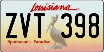 LA license plate ZVT398