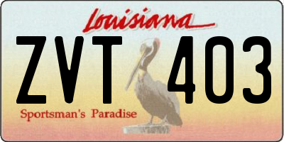 LA license plate ZVT403