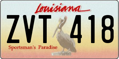 LA license plate ZVT418