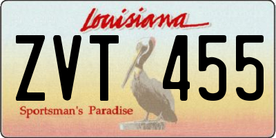 LA license plate ZVT455