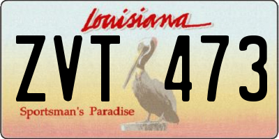 LA license plate ZVT473
