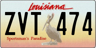 LA license plate ZVT474