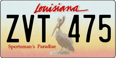 LA license plate ZVT475