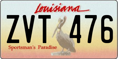 LA license plate ZVT476