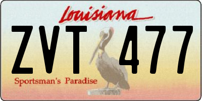 LA license plate ZVT477