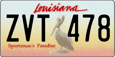LA license plate ZVT478