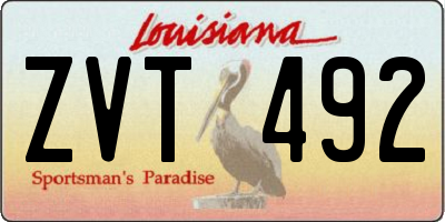 LA license plate ZVT492