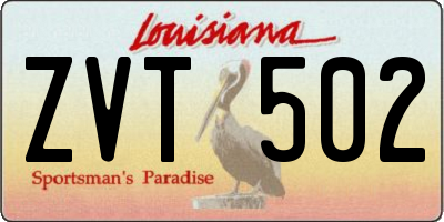 LA license plate ZVT502