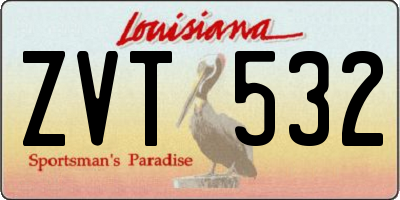 LA license plate ZVT532