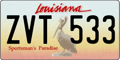 LA license plate ZVT533