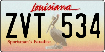 LA license plate ZVT534