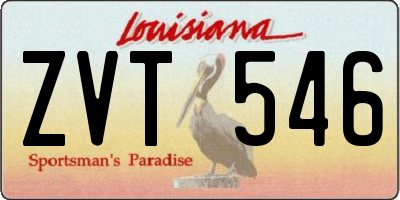 LA license plate ZVT546